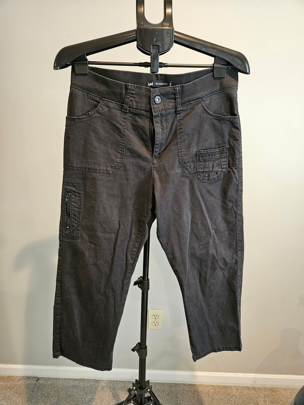 Lee Womens Dark Black Cargo Pants with Utility Pockets